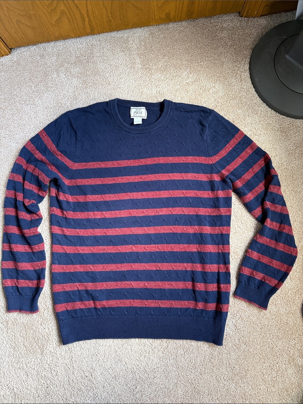 Jos. A. Bank "1905 Collection" men's red and navy striped sweater.  Size Large